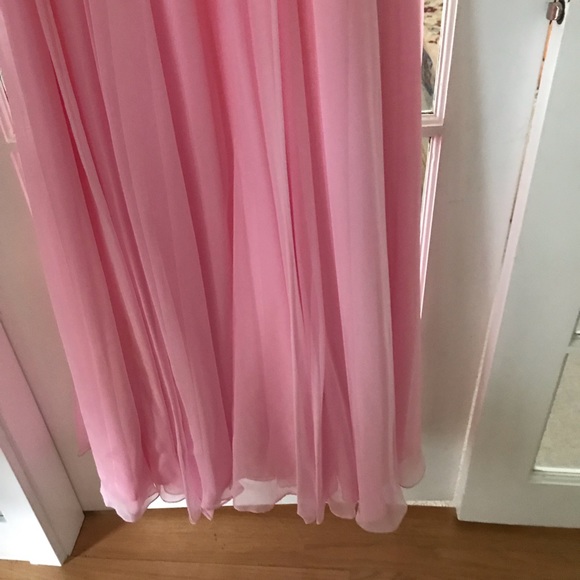 Pink chiffon open back crystal prom dress - Picture 6 of 8